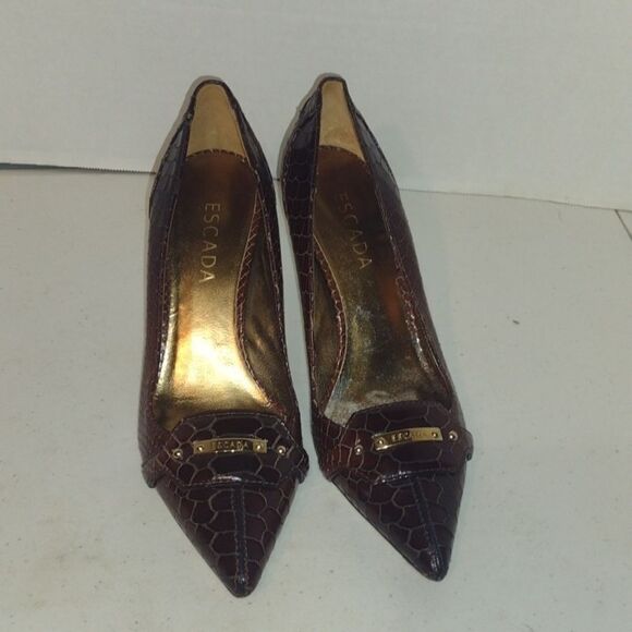 Escada Shoes - SNAKESKIN Escada Heels brownish reddish color size 38